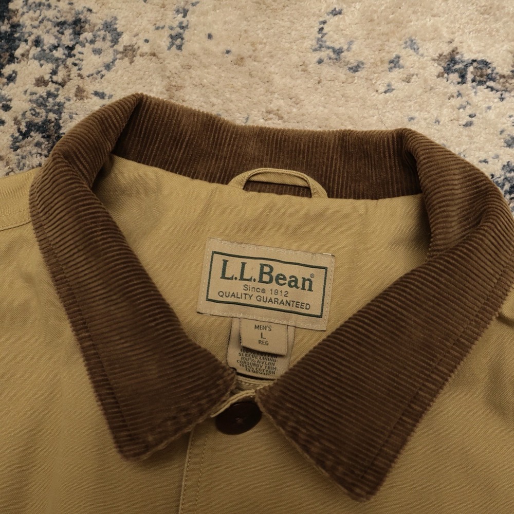 LL Bean Field Barn Coat Mens Large Regular Flannel Cotton Lined Chore - Picture 2 of 12